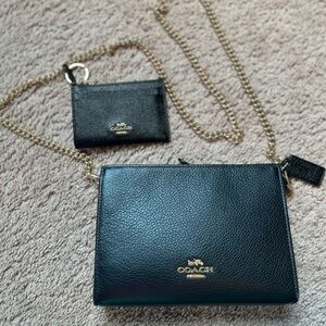 COMING SOON! Coach Black Leather Bag with Gold Chain
